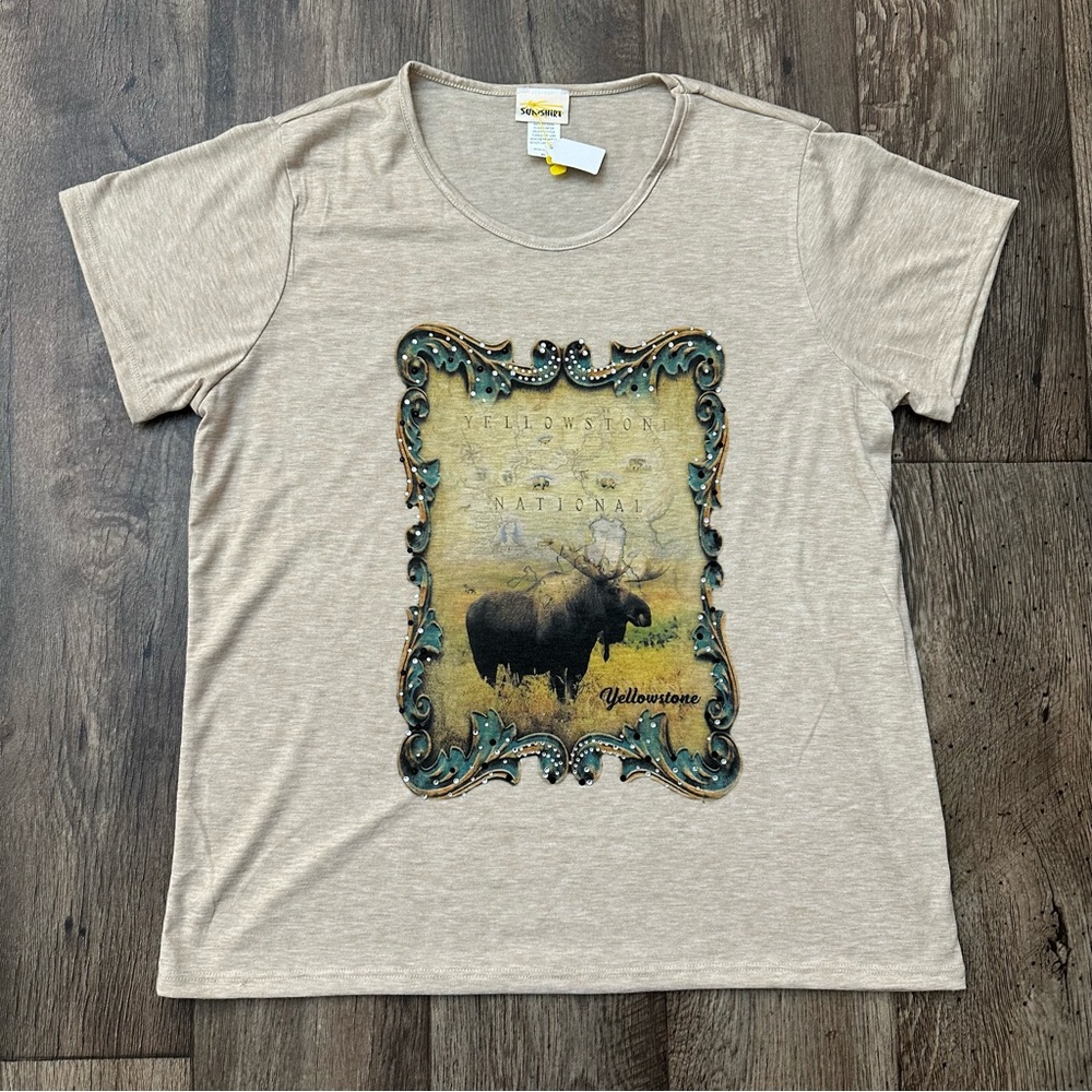Sunshirt Yellowstone National Park Rhinestones T-shirt Women’s Size XL